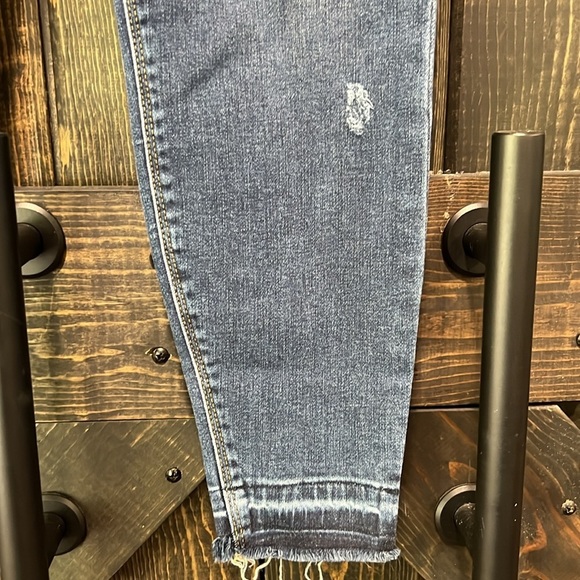 Spanx Jeans L Super Stretch Waistband Jegging Medium Blue Raw Hem Shapewear Boho - Picture 5 of 9